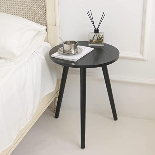 Masă rotundă AWASEN, masă laterală neagră Decor Modern pentru Casă masă cu Accent mic pentru spațiu mic Living, dormitor și