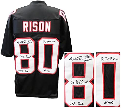 Andre Rison a semnat Jersey de fotbal personalizat de aruncare neagră cu 5 inscripții