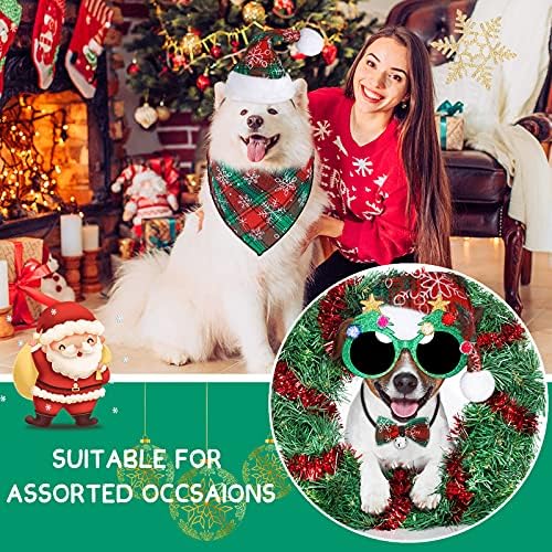3 piese Dog Crăciun Consumabile includ 1 Crăciun Papion guler 1 pet Bandana eșarfă și 1 Xmas câine pălărie pentru mici mijlocii