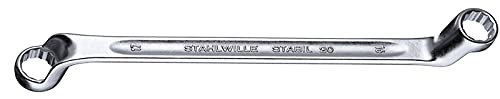 Stahlwille 41445258 cheie cu inel dublu, capete compensate cu 75 de grade, oțel aliat cromat și cromat, are profil de acționare Anti-alunecare, Dimensiune 1-1 / 8 x 1-5/16, L. 365 mm