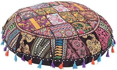 KLAVATE Indian Handmade vintage Patchwork bumbac Boho Chic boem mână brodate decorative etnice picior scaun rotund podea perne