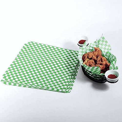 Festivitățile Baker 100 foi verde & amp; Alb Check Sandwich hârtie Wrap, Made in SUA-12 x 12 inch Deli cerate hârtii alimentare