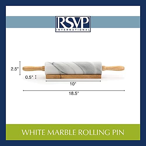RSVP International RPW-10 din marmură albă știft pentru coacere și stand, 10 | Proiectat pentru a păstra rece | Fondant, crustă