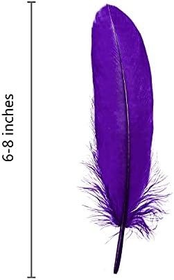Piokio 100 buc pene de gâscă Violet Natural în vrac 6-8 inch pentru decoratiuni Cupcake, arta DIY și Dreamcatcher