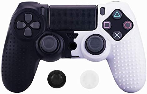 Silicon Silicon Protector Cauciuc Moale Capac mânecă de pungă și Mâneruri Mânere Caps Joysticks pentru PS4 PlayStation 4 PS4 Pro Slim Controller alb negru
