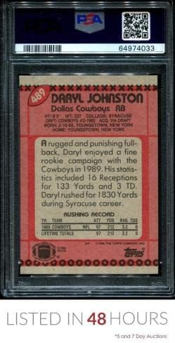 1990 Topps 489 Daryl Johnston RC Cowboys PSA 9 ADN AUTO AUTHENTIC F1019834-033 - Carduri de fotbal autografate NFL