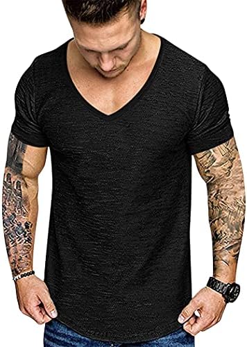 COOFANDY Mens 2 Pack musculare V gât tricou montate Gym antrenament maneca scurta Tee