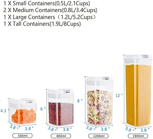 Yfrran containere etanșe de depozitare a alimentelor cu capace de blocare ușoară, Set de 5 piese din Plastic transparent fără