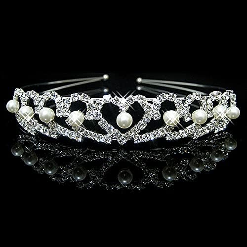 păr bijuterii coroana diademe pentru femei Perla Printesa Tiara cristal coroana Copil Fete Lover Prom cadou păr bijuterii mireasa