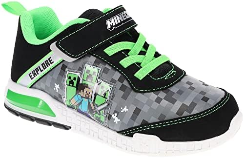 Pantofi Minecraft pentru Băieți, adidași ușori cu curea reglabilă, Verde / Negru, Dimensiune