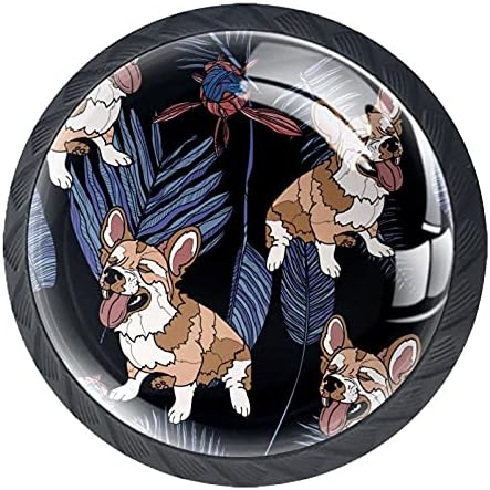 TYUHAW rotund sertar trage mâner drăguț Animal câine Corgi în frunze imprimare cu șuruburi pentru acasă dulap dulapuri USA