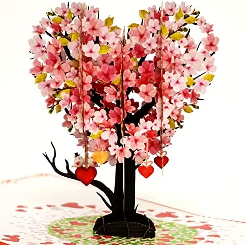 Popup drăguț - Pop Up Happy Mother's Day, cărți pop -up Valentines, Happy Anniversary Pop Up Cards With Cherry Heart Tree Love