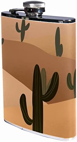 Balon de lichior drăguț pentru femei, balon de vin portabil din oțel inoxidabil pentru bar de băuturi și călătorii, peisaj Desert Cactus