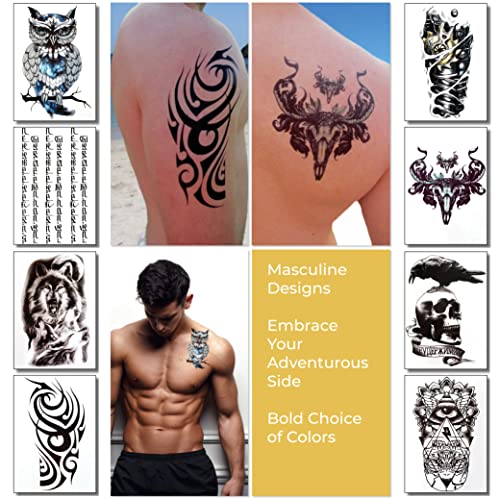 Tatuaje temporare pentru bărbați băieți băieți și adolescenți-tatuaje false cu jumătate de braț Mâneci pentru brațe umeri piept