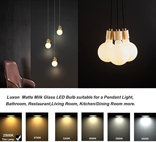 LUXON LED Globe Becuri, Dimmable Moale cald galben 2500k Edison Becuri, 8W, G80 / G25 Mat lapte alb finisaj sticlă, Decorative
