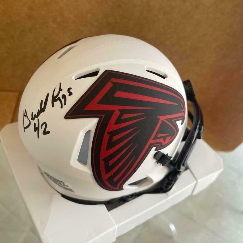Gerald Riggs Atlanta Falcons 42 a semnat mini cască lunară autografată cu COA-mini căști NFL autografate