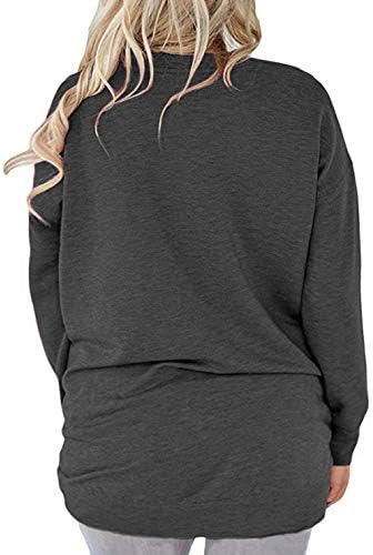 Aurissy Plus-Sweatshirts pentru femei cu mânecă lungă cămăși cu buzunare cu buzunare