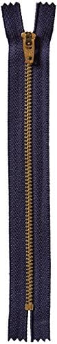 Coats & Clark F2706-013 Brass Jean Metal Zipper, 6 , Navy