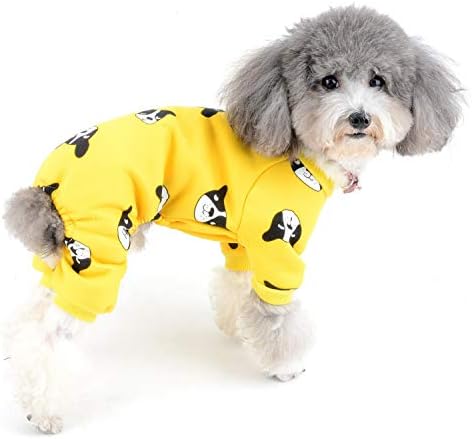 Zunea mic câine Pijamale catelus Pjs Salopeta bumbac moale dormit haine cu picioare iarna cald animale de companie Pisici salopete