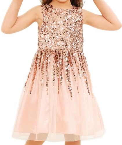 Fete Blush rochie pentru fete Paști Rochie de primăvară Petrecere de naștere rochie de dans Shinny paiete rochie pentru fetițe mici
