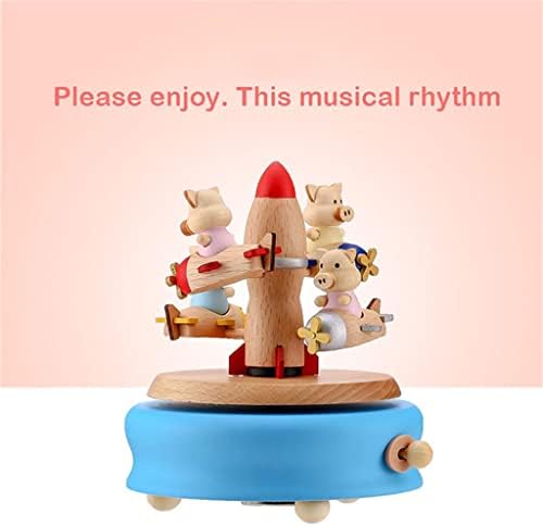 DHTDVD Cutie de muzică rotativă creativă Sky City Music Box Prelucrare a lemnului Cravete de mână Crafturi Accesorii pentru