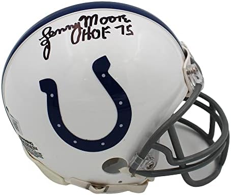 Lenny Moore a semnat Mini casca Indianapolis Colts VSR4 NFL cu inscripția HOF 75 - mini căști NFL cu autograf