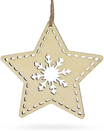 Neterminat Lemn stea Ornament cu fulg de Nea DIY Craft 4 inch
