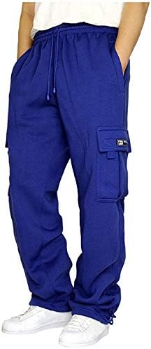 Pantaloni de jogger ymosrh pentru bărbați desăvârșirea frânghiei pantaloni de buzunar solid de culoare solidă