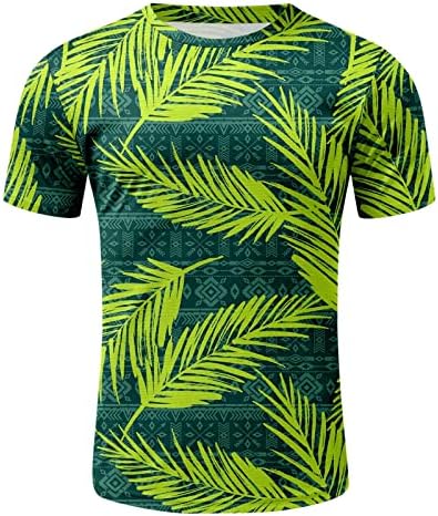 Tricouri cu mânecă scurtă pentru bărbați hddk, frunze hawaiiene de vară, imprimate echipamente de antrenament antrenament mușchi