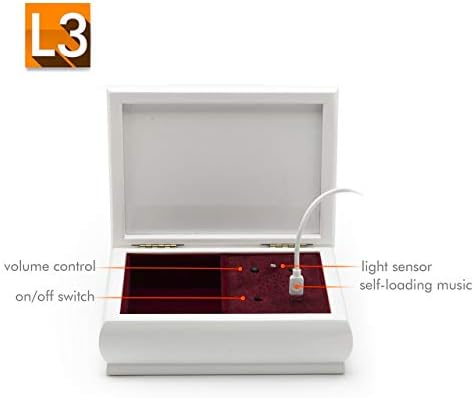 4 x 6 Lacquer White Lacquer Custom USB Module Foto Frame Music Box - L1 - Senzor/USB/Reîncărcare