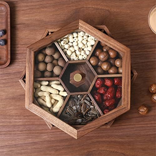 DANN cutie de fructe uscate de nuc negru pentru camera de zi cu capac compartiment mare cutie de lemn masiv cutie de bomboane Snack Box
