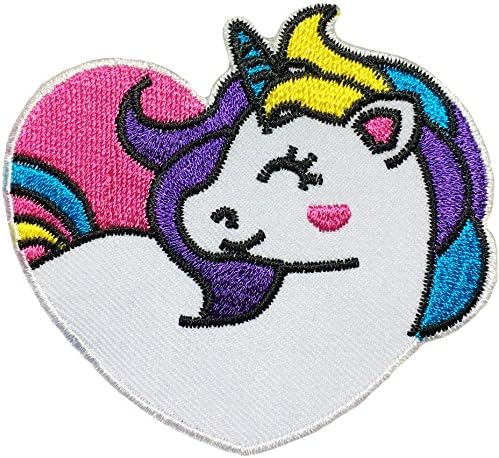 Papapatch drăguț unicorn formă de inimă cartooană de cai DIY cusut pe fier pe plasture de aplicații brodate