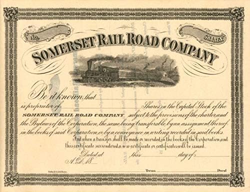 Somerset Rail Road Co. - Certificat De Stoc