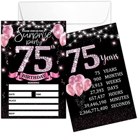 75 de ani de invitație pentru petrecerea zilei de naștere - invitații de aur rose cu tipărirea semnului de naștere pe spate