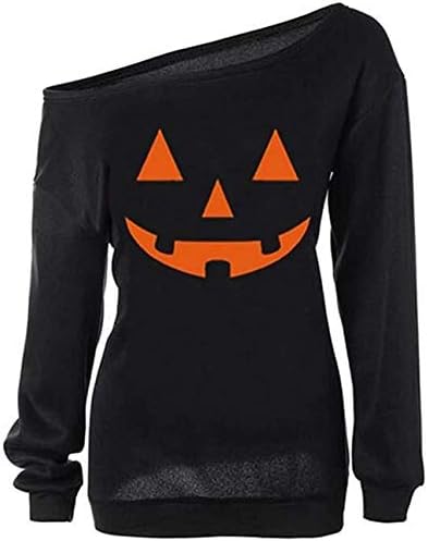 Lufeng pentru femei de Crăciun Halloween Off Schelet Imprimare Tricou amuzant Tricou cu mânecă lungă cu mânecă de topuri pulovere