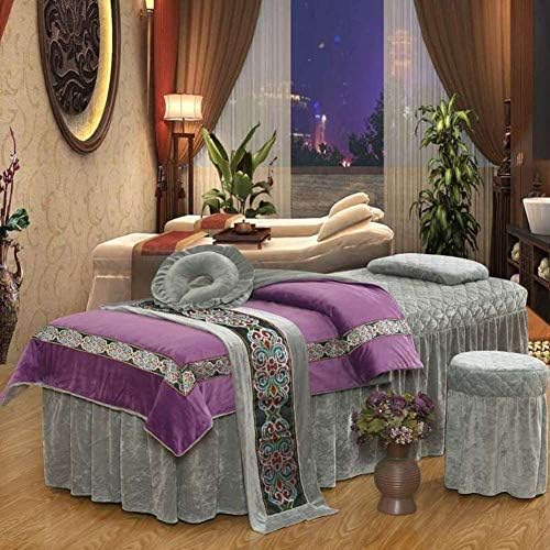 Seturi de tablă de masaj pentru frumusețe pentru pluș, catifea în stil european catifea 4 bucăți de pat pat de pat cu o gaură