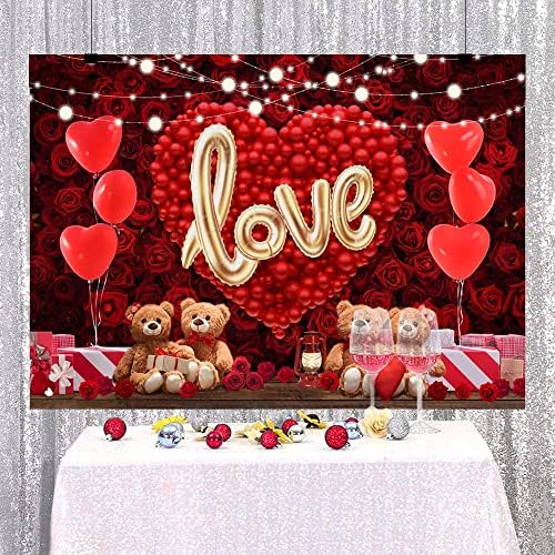 Lofaris fundal de Ziua Îndrăgostiților pentru fotografie 7x5ft balon roșu inimă urs păpușă cadou Trandafir fundal pentru Valentine