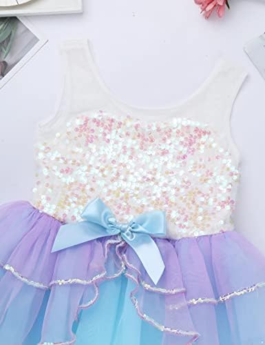 Tiaobug pentru copii fete strălucitoare paiete de balet rochie dance leotards sirena prințesă costum balerina fantezie rochie