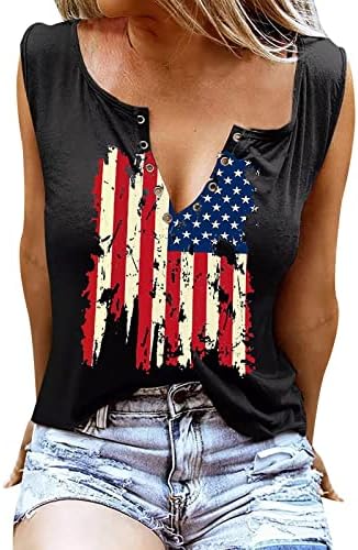 4 iulie Tricou maiouri pentru femei American Flag vara Casual Fără mâneci tricou stele dungi Tie-Dye antrenament maiouri
