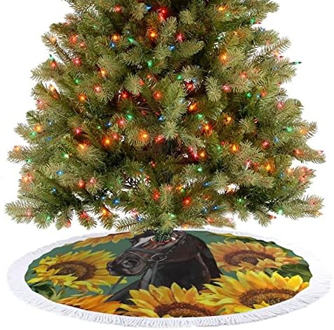 Cai cu floarea -soarelui de Crăciun covoraș copertă de bază cu ciucuri pentru petreceri de vacanță decorare de Crăciun 48 x48