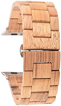 Edwardkwok Wooden Watch Band pentru Apple Watch 42/44/45 mm Eco-friendly Watch Watch din lemn tare, brățară pentru Apple