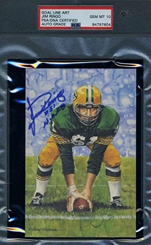 Jim Ringo Gem Mint 10 PSA ADN semnat linia de gol card de artă Glac Autograph - NFL autografate cărți de fotbal