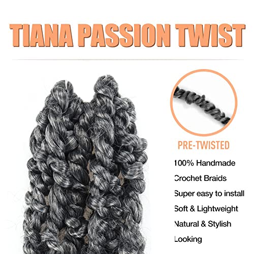 Tiana Passion Twist Hair 6 Inch - 2 pachete t-Gri Ombre Gri scurt Bob coafura impletituri de croșetat, manual pre-răsucite