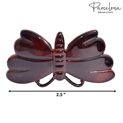 Parcelona Franceză drăguț fluture broasca testoasa Shell maro mici 2 3/4 celuloid Set de 2 agrafe de păr Clip pentru femei