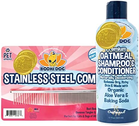 Bodhi Dog Oatmeal șampon 17oz + pachet de pieptene din oțel inoxidabil