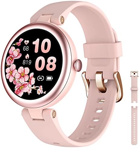 Ceasuri inteligente pentru femei impermeabil, rotund ceas pentru femei compatibil cu iPhone telefoane Android Fitness Tracker