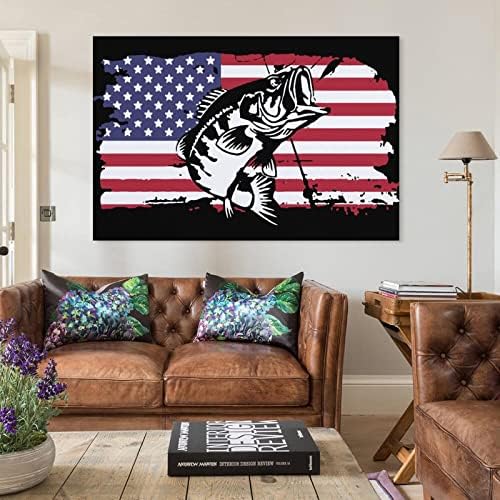 Pește steag american atârnat pânză pictură de artă decor de perete pentru camera de zi dormitor pentru baie