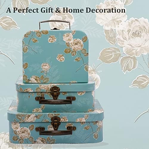 Valize de carton Set de 3 cutii de depozitare decorative cu capace, cutii de carton pentru decorare la domiciliu, nuntă, ziua