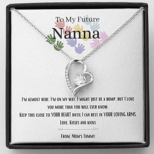 Bijuterii cu carduri de mesaje, colier handmade- inimă cadou personalizată, cadou pentru viitorul Nanna, noul cadou bunica,