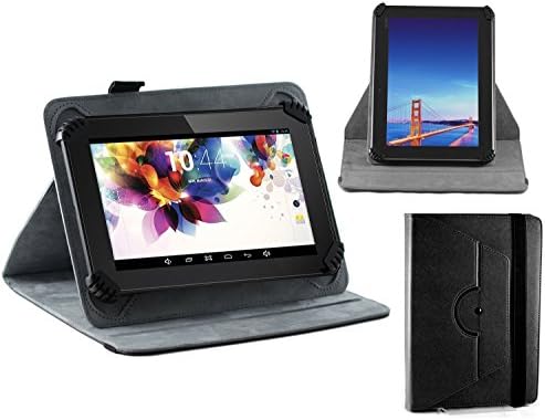 Navitech negru Faux din piele caz acoperi cu 360 Rotational Stand cu Stylus compatibil cu Tecwizz 10.1 inch Tablet PC